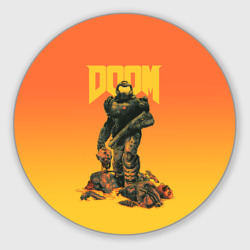 Круглый коврик для мышки Doom orange art