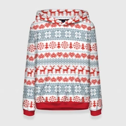 Женская толстовка 3D Новогодний пиксельный узор