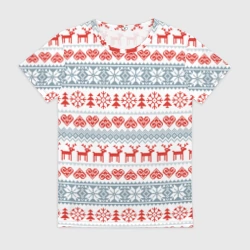 Женская футболка 3D Новогодний пиксельный узор