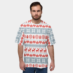 Мужская футболка oversize 3D Новогодний пиксельный узор - фото 2