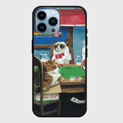 Чехол для iPhone 14 Pro Max Коты из мемов играют в покер - живопись