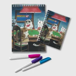 Блокнот Коты из мемов играют в покер - живопись