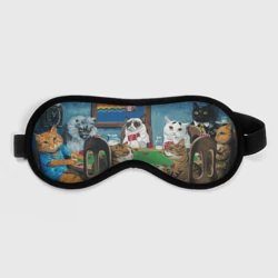 Маска для сна 3D Коты из мемов играют в покер - живопись