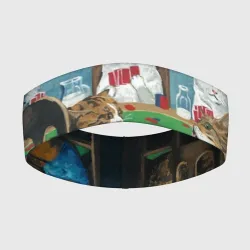 Повязка на голову 3D Коты из мемов играют в покер - живопись