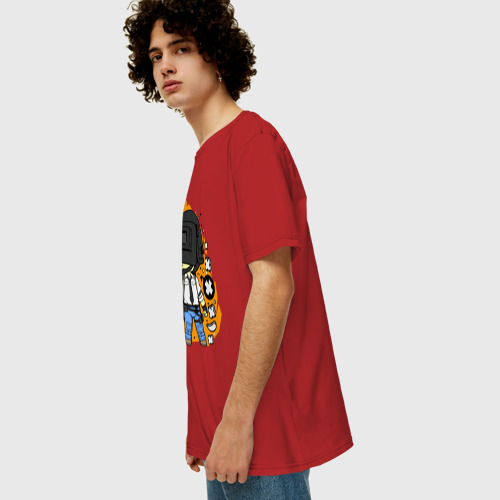 Мужская футболка хлопок Oversize с принтом PUBG, вид сбоку #3