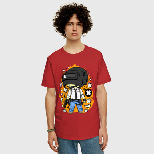 Мужская футболка хлопок Oversize с принтом PUBG, фото на моделе #1