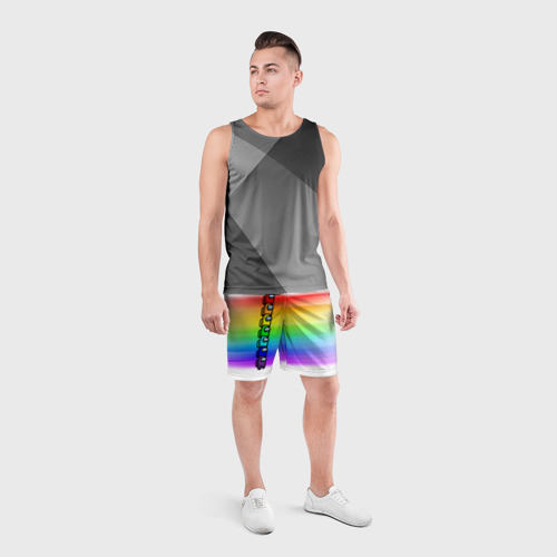 Мужские шорты спортивные Among Us - радуга, цвет 3D печать - фото 4
