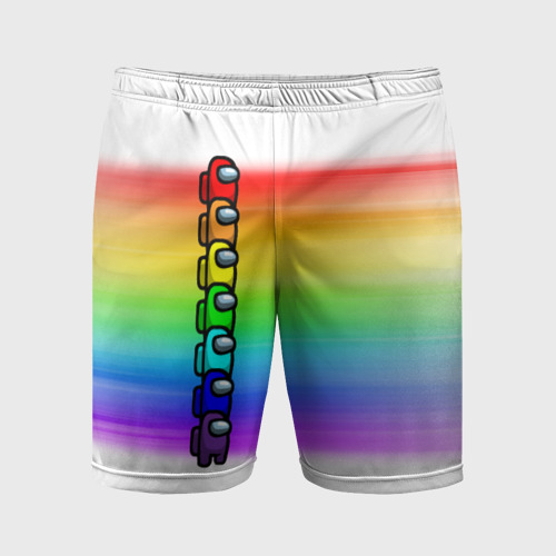 Мужские шорты спортивные Among Us - радуга, цвет 3D печать