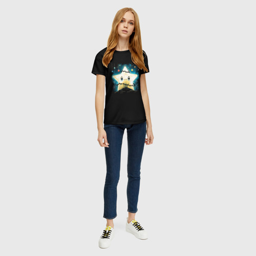 Женская футболка 3D с принтом Новогодняя звезда, вид сбоку #3