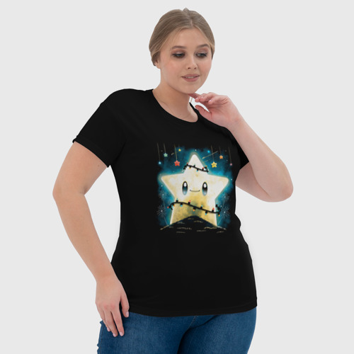 Женская футболка 3D с принтом Новогодняя звезда, фото #4