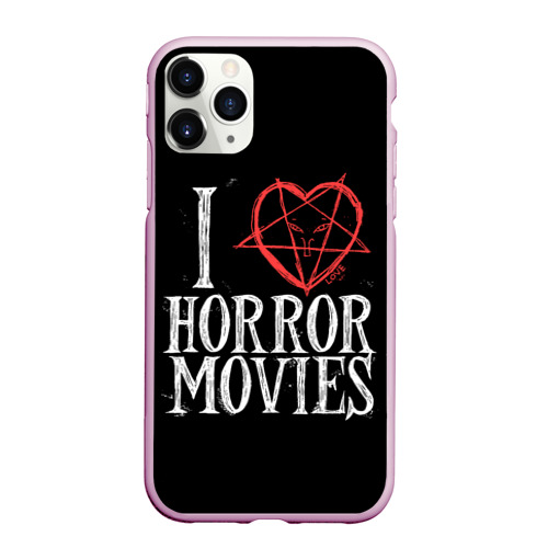 Чехол для iPhone 11 Pro матовый I Love Horror Movies, цвет розовый