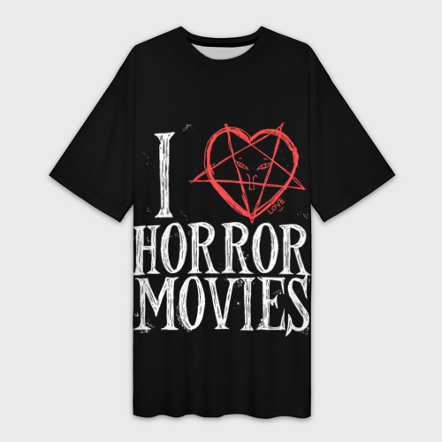 Платье-футболка с принтом I Love Horror Movies, вид спереди №1