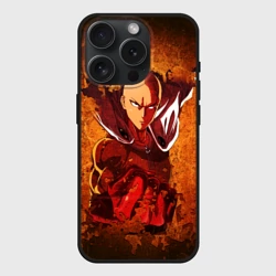 Чехол силиконовый для Apple iPhone 15 Pro Мax матовый Огненный Ванпанчмен