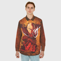 Мужская рубашка oversize 3D Огненный Ванпанчмен - фото 2
