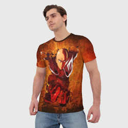 Мужская футболка 3D Огненный Ванпанчмен - фото 2
