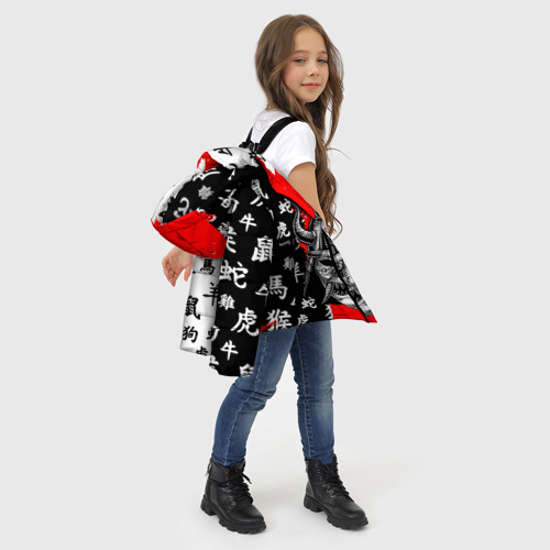 Зимняя куртка для девочек 3D Самурай, цвет черный - фото 6
