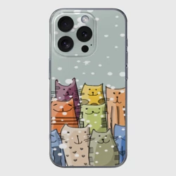 Чехол для iPhone 16 Pro силиконовый с защитой камеры Котики