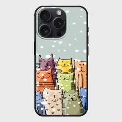 Чехол силиконовый для Apple iPhone 15 Pro Мax матовый Котики