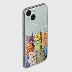 Чехол для iPhone 15 силиконовый с защитой камеры Котики - фото 2