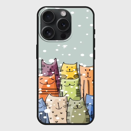 Чехол силиконовый для Apple iPhone 15 Pro матовый Котики