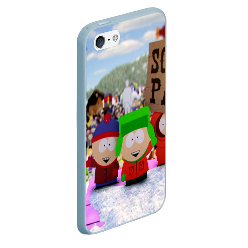 Чехол для iPhone 5/5S матовый Южный Парк South Park, цвет голубой - фото 3