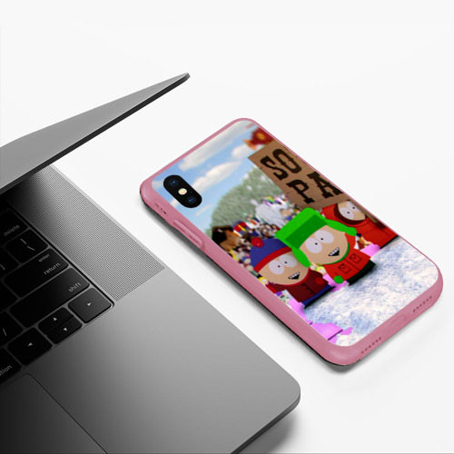 Чехол для iPhone XS Max матовый Южный Парк South Park, цвет малиновый - фото 5