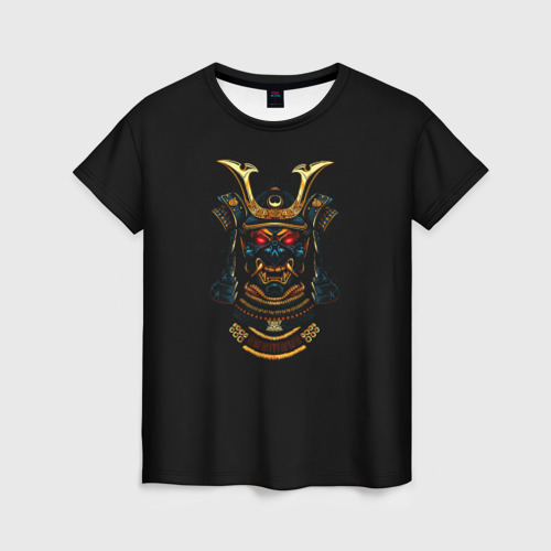 Женская футболка 3D с принтом Demonic Samurai, вид спереди #2