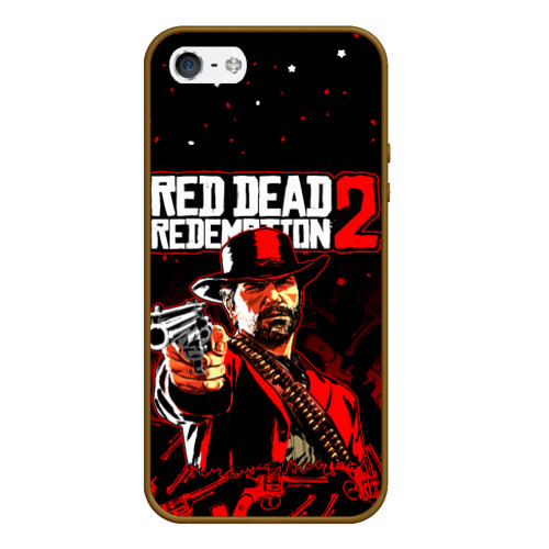 Чехол для iPhone 5/5S матовый Red dead Redemption 2, цвет коричневый