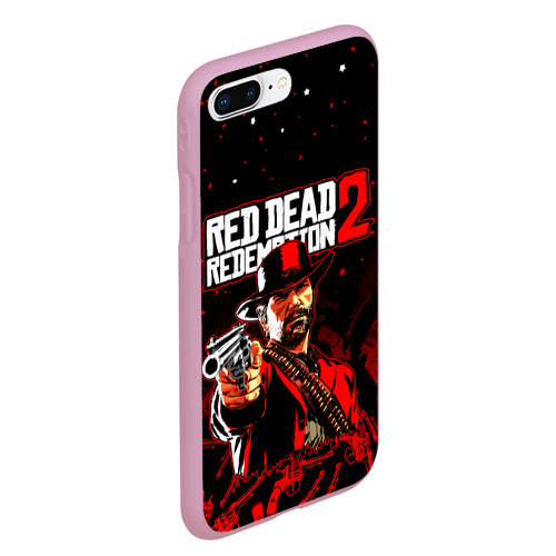 Чехол для iPhone 7Plus/8 Plus матовый Red dead Redemption 2, цвет розовый - фото 3