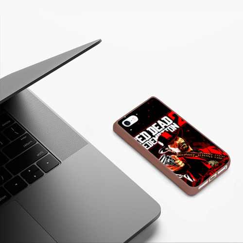 Чехол для iPhone 5/5S матовый Red dead Redemption 2, цвет коричневый - фото 5