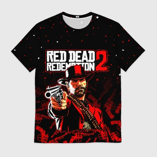 Мужская футболка 3D с принтом Red dead Redemption 2, вид спереди #2