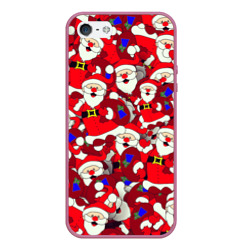 Чехол для iPhone 5/5S матовый Санта Клаус Дед Мороз| Паттерн Новый Год