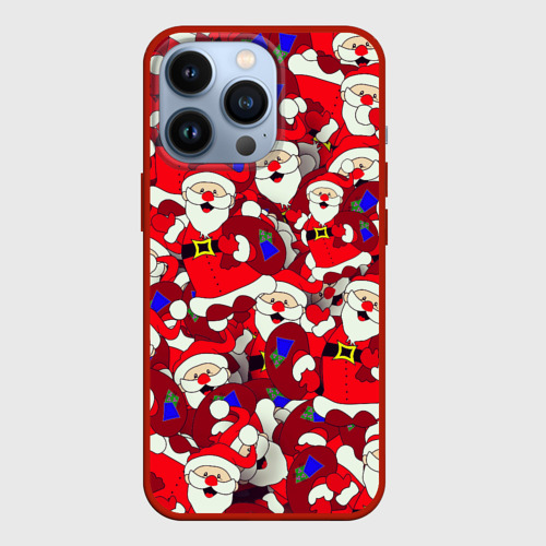Чехол для iPhone 13 Pro Санта Клаус Дед Мороз| Паттерн Новый Год, цвет красный