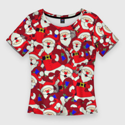 Женская футболка 3D Slim Санта Клаус Дед Мороз| Паттерн Новый Год
