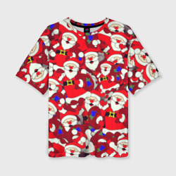 Женская футболка oversize 3D Санта Клаус Дед Мороз| Паттерн Новый Год