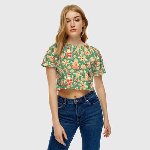 Женская футболка Crop-top 3D Новый год 2021, цвет 3D печать - фото 4