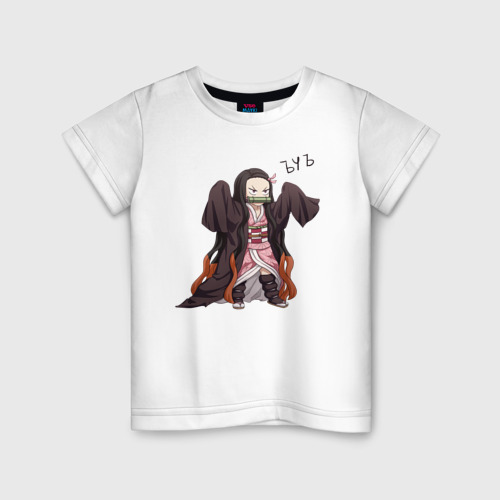 Детская футболка хлопок с принтом NEZUKO ЪУЪ, вид спереди #2
