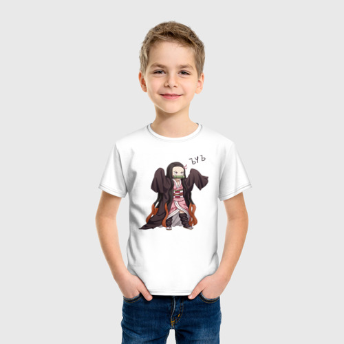 Детская футболка хлопок с принтом NEZUKO ЪУЪ, фото на моделе #1