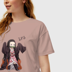 Женская футболка хлопок Oversize Nezuko ЪУЪ - фото 2