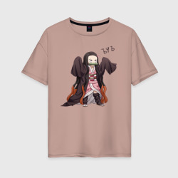 Женская футболка хлопок Oversize Nezuko ЪУЪ