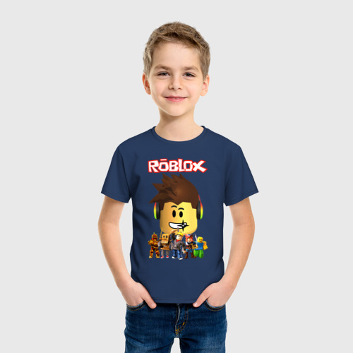 Детская футболка хлопок Roblox, цвет темно-синий - фото 3