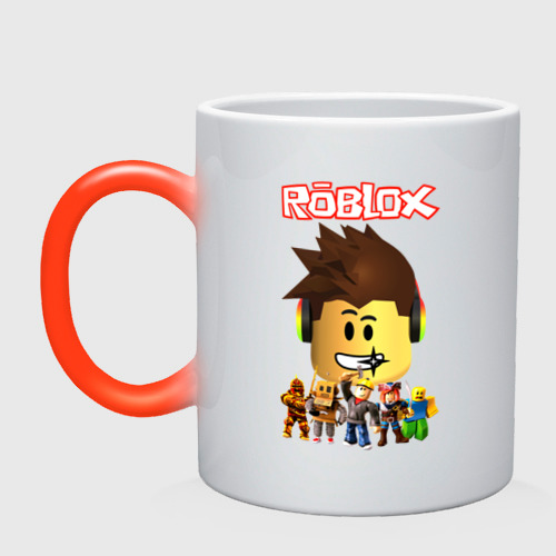 Кружка хамелеон Roblox, цвет белый + красный