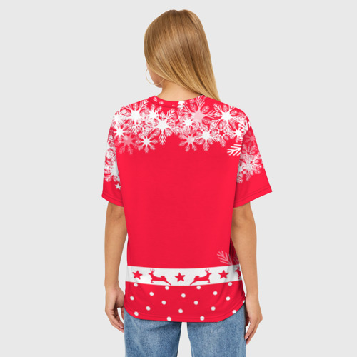 Женская футболка oversize 3D Олень с подарком, цвет 3D печать - фото 4