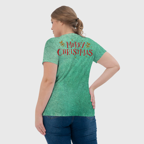 Женская футболка 3D с принтом Кактус Санта, вид сзади #2