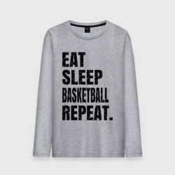 Мужской лонгслив хлопок EAT sleep basketball repeat