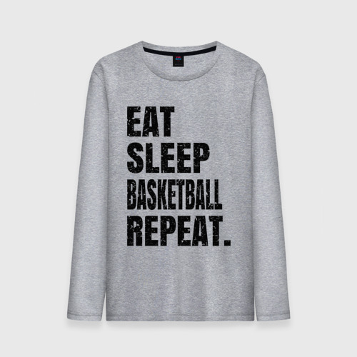 Мужской лонгслив хлопок EAT sleep basketball repeat, цвет меланж