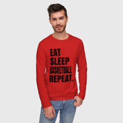 Мужской лонгслив хлопок EAT sleep basketball repeat - фото 2