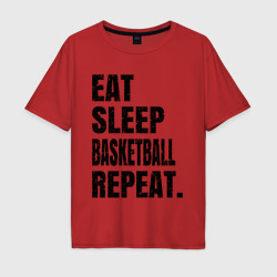 Мужская футболка хлопок Oversize EAT sleep basketball repeat