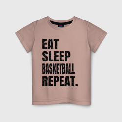 Детская футболка хлопок EAT sleep basketball repeat