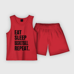 Детская пижама с шортами хлопок EAT sleep basketball repeat